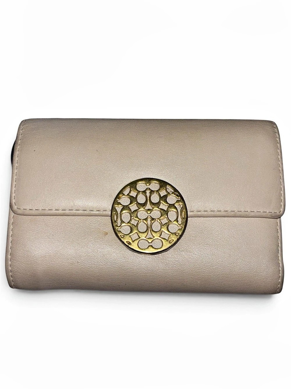 Coach Leather Wallet in Beige